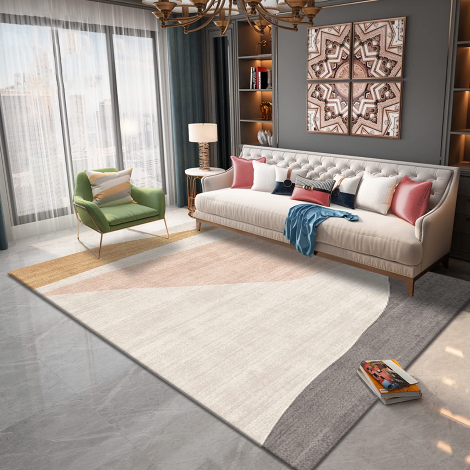 Prostokątne dywany w obszarze Dywaniki Nordic Creativity Extra Duży Dywan Do Salonu Sypialnia Sofa Niepoślizgowa Zmywalna Kawa Stolik Koc Dekoracje Domowe Dekoracje (Size : 120x160cm)