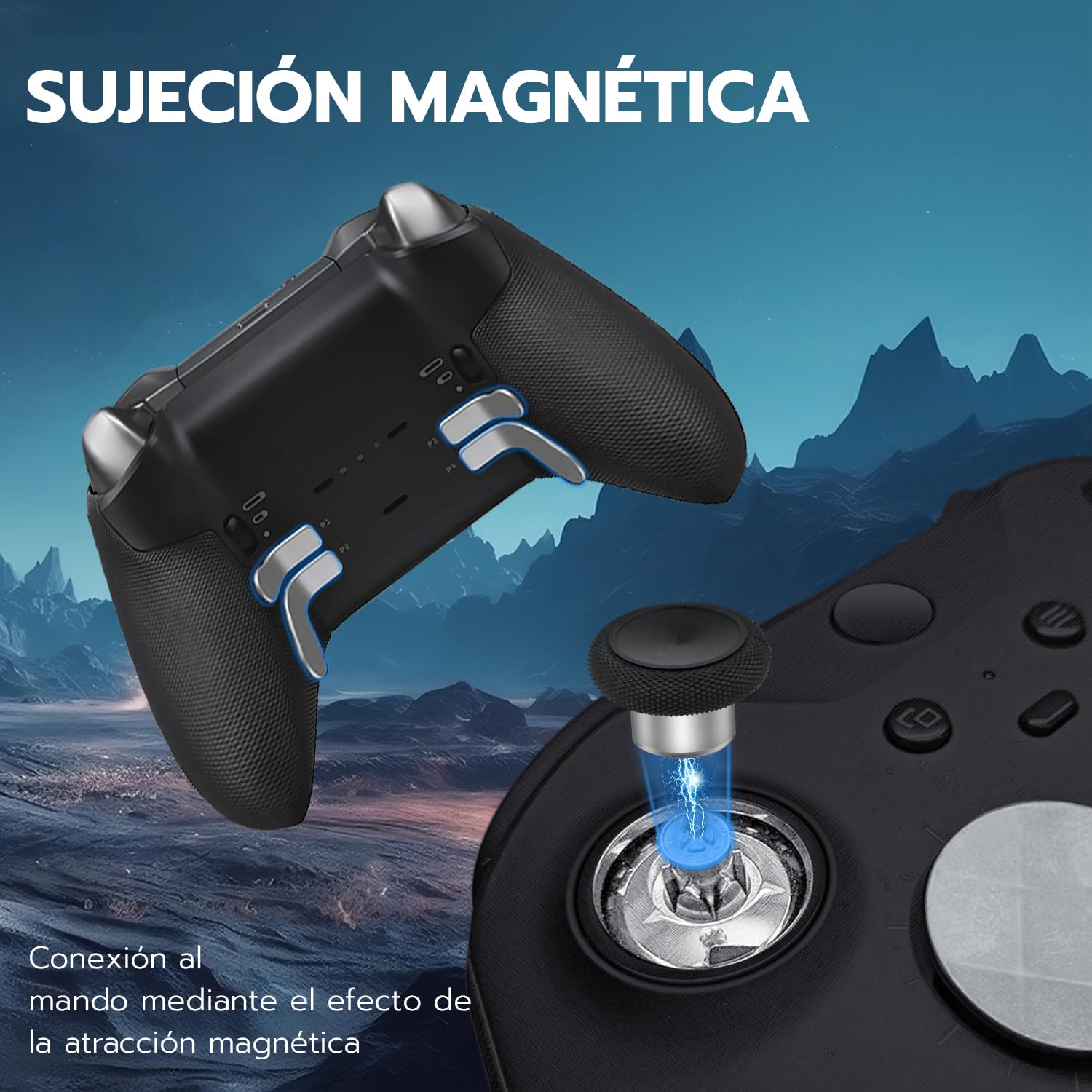 Mcbazel Kit 13 en 1 con Palancas de Metal para Xbox Elite Series 2, Kit de Reemplazo con Botones Magnéticos, 6 Palancas Magnéticas, 4 Paletas Traseras y 2 D-Pads para Xbox Elite Series 2, Plata