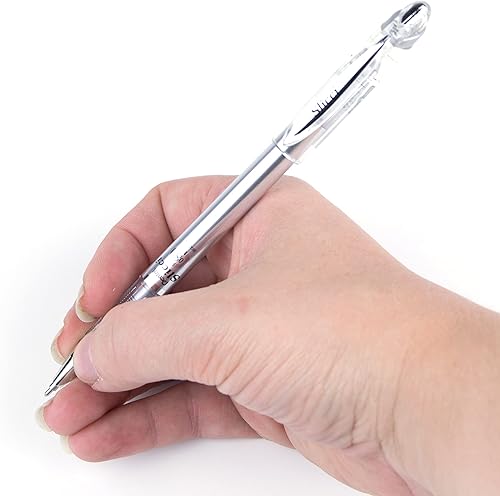 Miniatura 5 de Pentel Arts Slicci (BG208-Z), punta de aguja de 0.031 in, bolígrafo de gel mediano, tinta metálica plateada (BG208-Z), paquete de 12