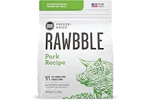 Rawbble Freeze Dried Dog Food, Pork Recipe, 12 oz - 97% Meat...