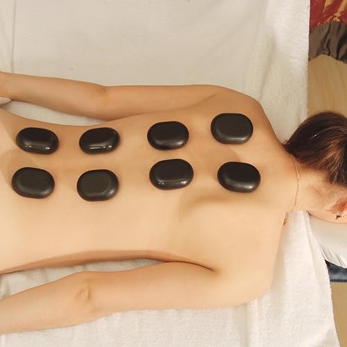 Miniatura 9 de Master Massage Kit de piedra de masaje caliente de basalto en forma de hongo con punto de gatillo, punto de presión y herramientas de acupresión,