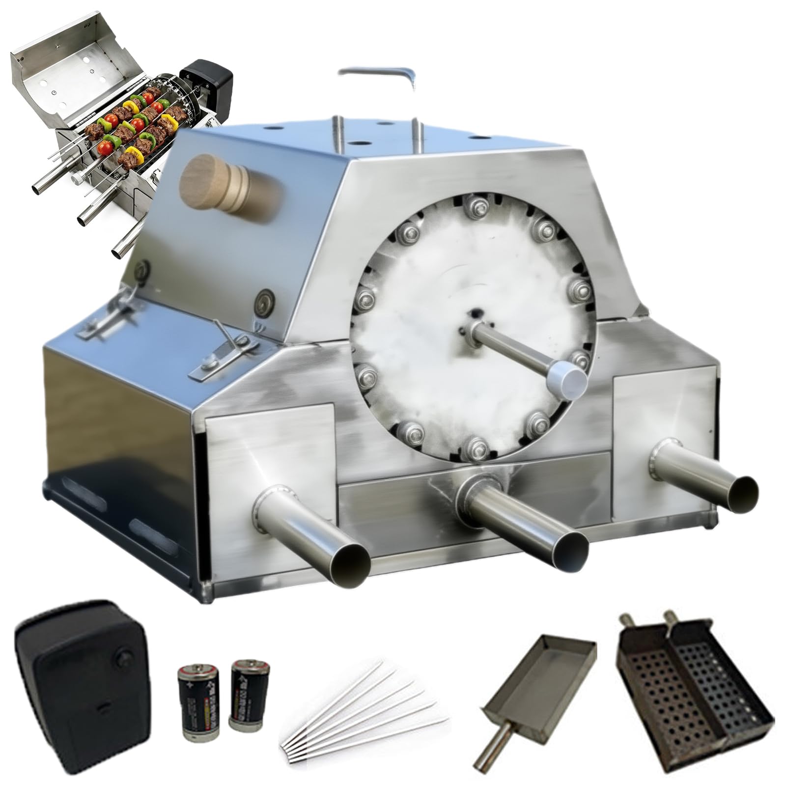 Grill Rotatif Entièrement Automatique, Kit Rôtissoire Rotative Automatique