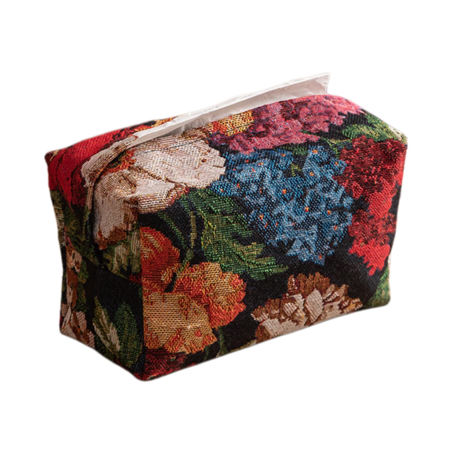 Vintage Tapestry Floral Tissue Box Cover, Rectangular Woven Napkin