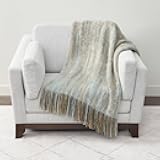 Fennco Styles Aqua Faux Mohair Throw Blanket - Shabby Chic Tassel Blanket, Cozy Home Decor, 50