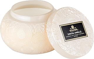 Santal Vanille, Glass Chawan Bowl Candle, 14 Ounce, 50 Hour Burn Time, Coconut Wax for Clean Burning, Handcrafted in The USA