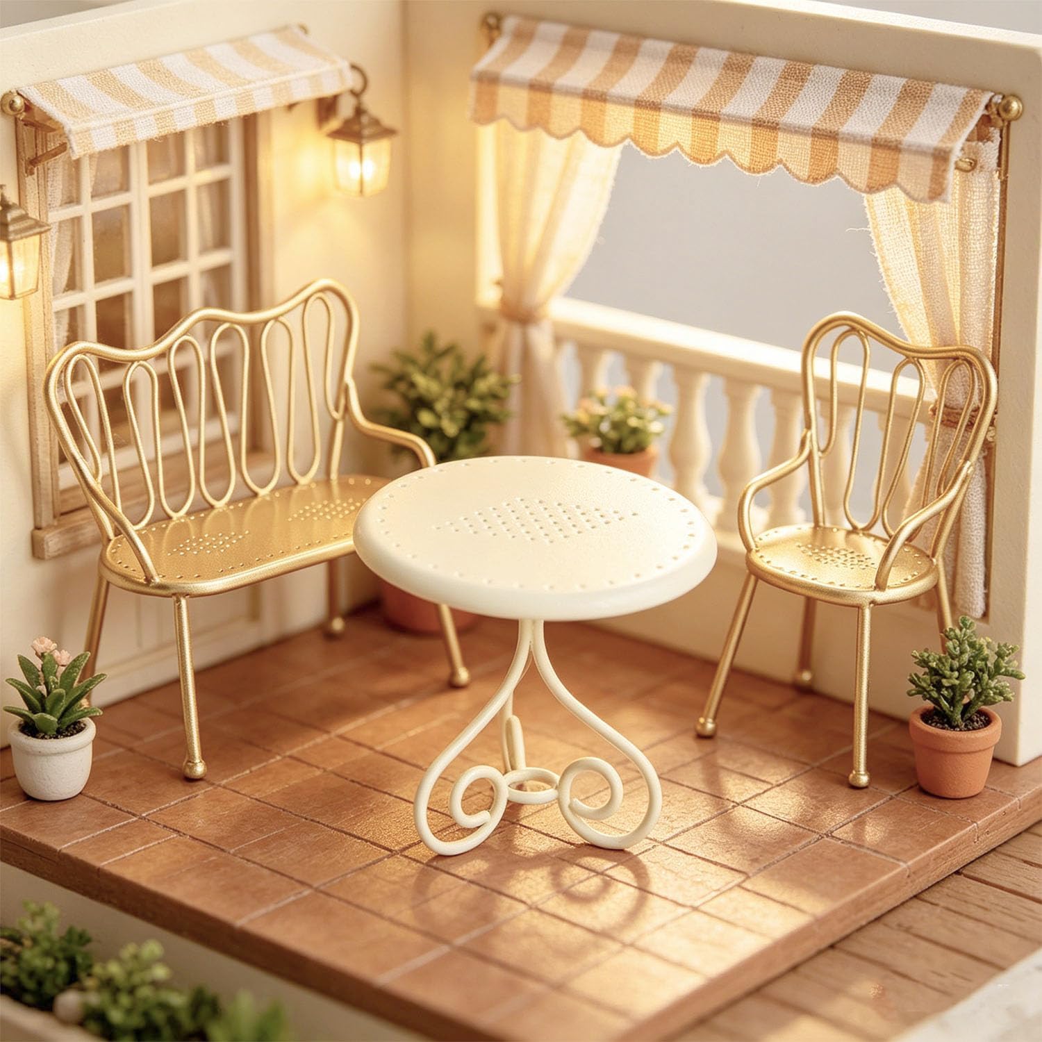 1:12 Scale Nordic Style Dollhouse Dining Table and Chairs 3-Piece Set