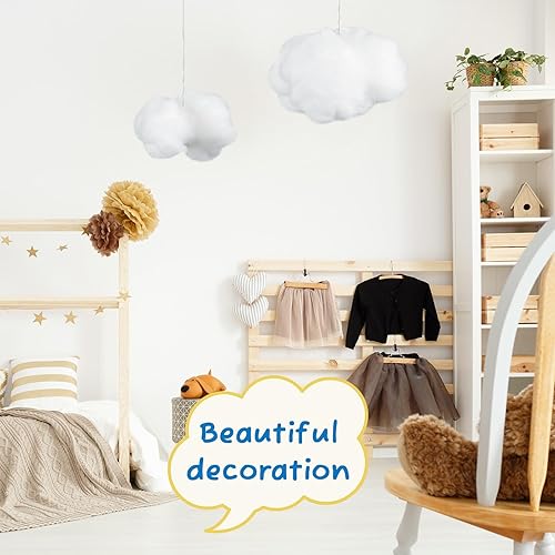 Miniatura 6 de Jetec 12 piezas de decoración de nube artificial en forma de nube 3D, decoración colgante para habitación, adorno colgante decorativo para boda,