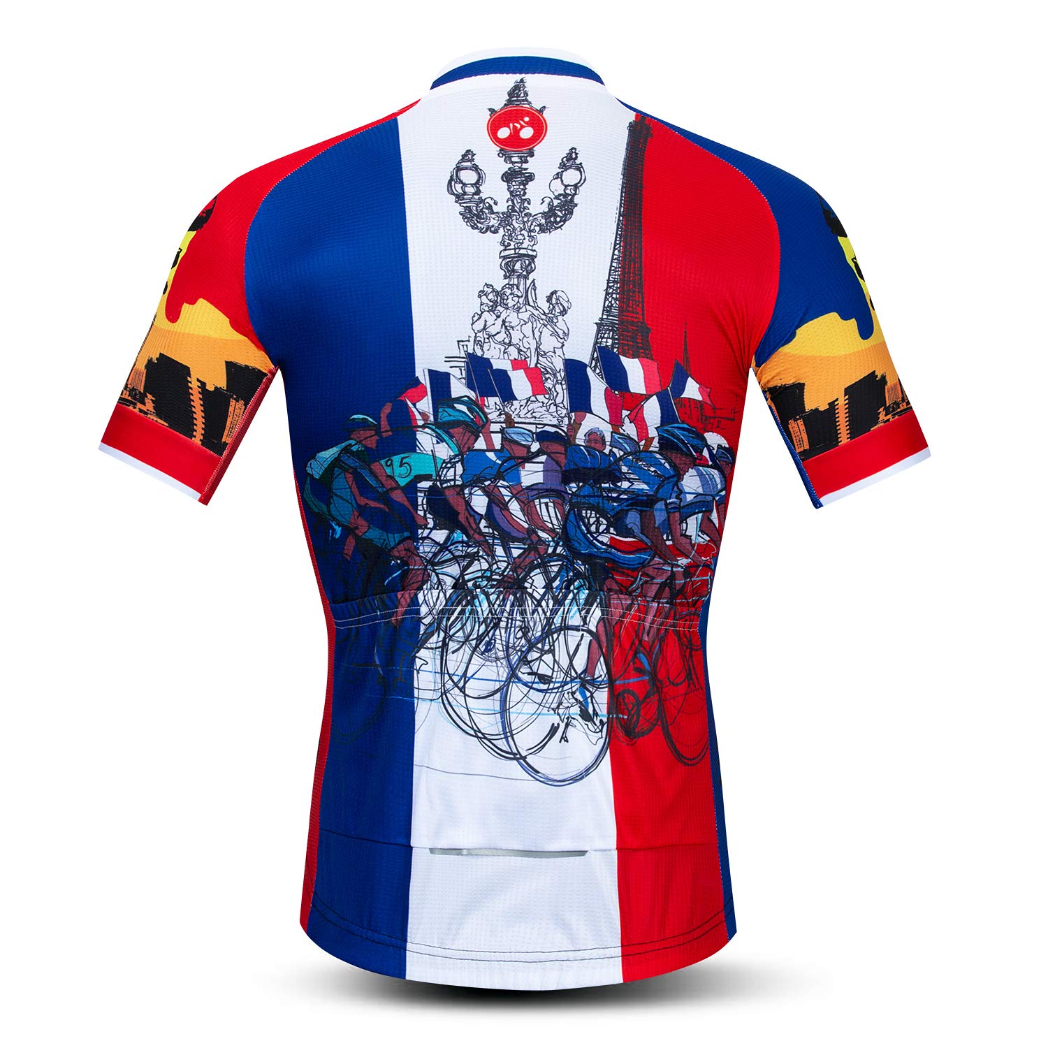 Cycling Shirt Men, 3 Rear Pockets Red Bike Clothes Men Short Sleeve Quick Dry Reflective Bicycle Shirts S-3XL