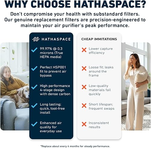Miniatura 6 de HATHASPACE HSP001 H13 - Filtro de repuesto True HEPA, filtro purificador de aire de 4 etapas con carbón activado, prefiltro y catalizador frío,