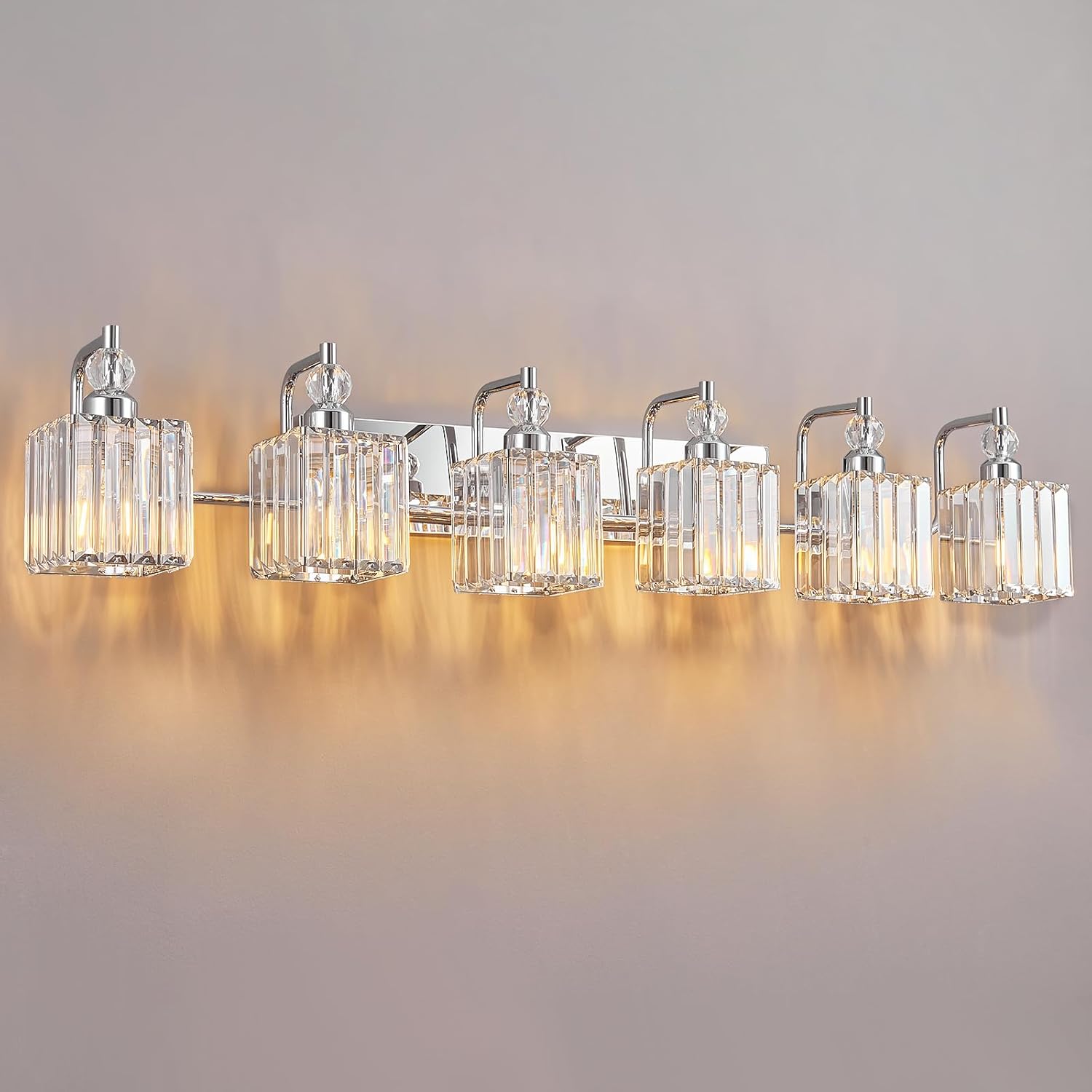 Modern Bathroom Vanity Lights 6-Lights Modern Crystal Bathroom Light Chrome Vanity Light Fixtures Modern Bathroom Vanity Lighting Over Mirror Chrome 6-Light