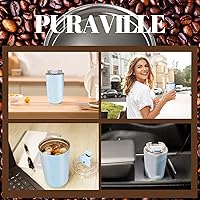 Vista 69 de Puraville Insulated Tumblers with Lid, 10 oz Travel Coffee Mug Stainless Steel Vacuum Cup, Leak Proof Reusable Double Walled Coffee Tumbler for Iced