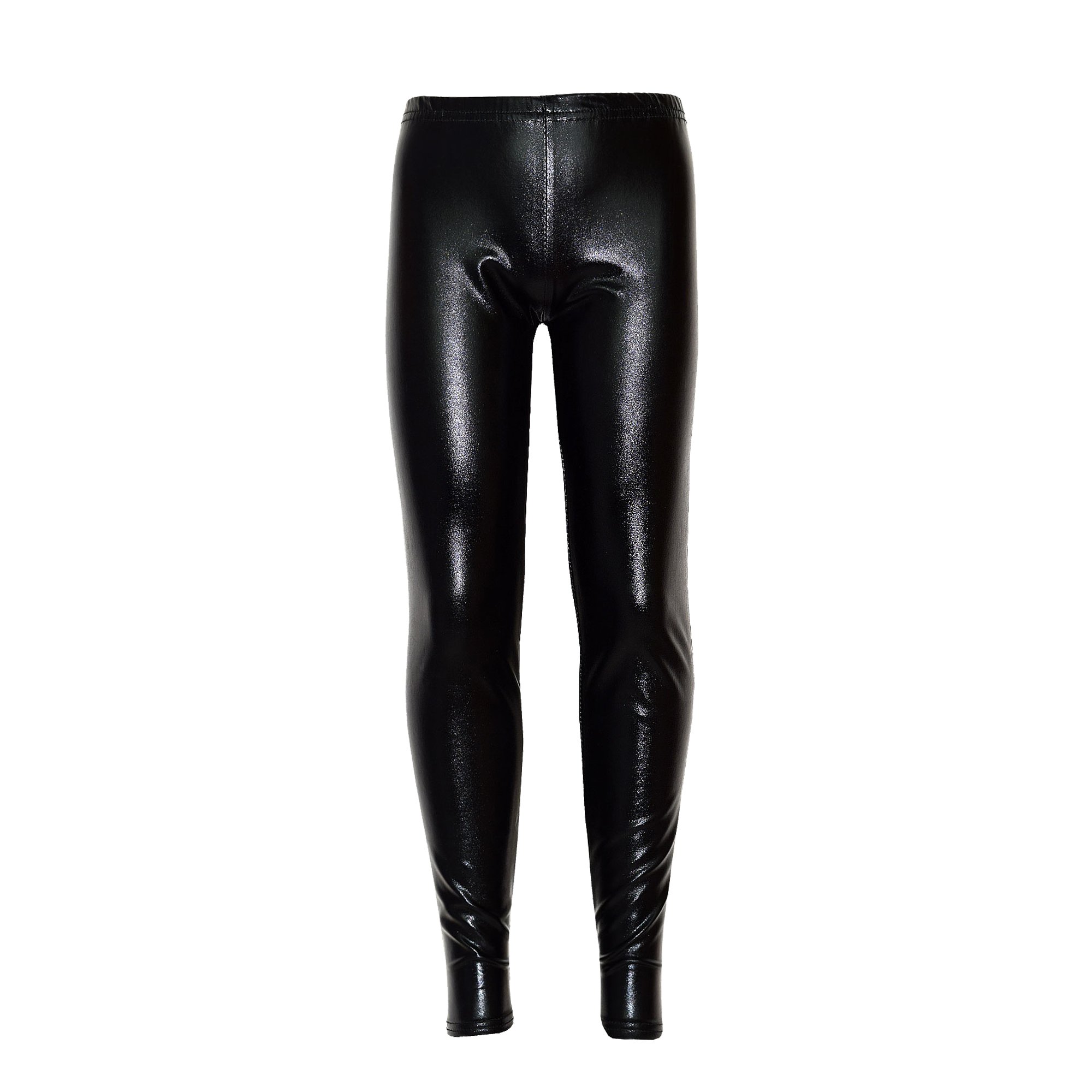 A2z 4 Kids Girls Black Leggings Metallic Shiny Disco Fashion - Metalic Legging 3-4