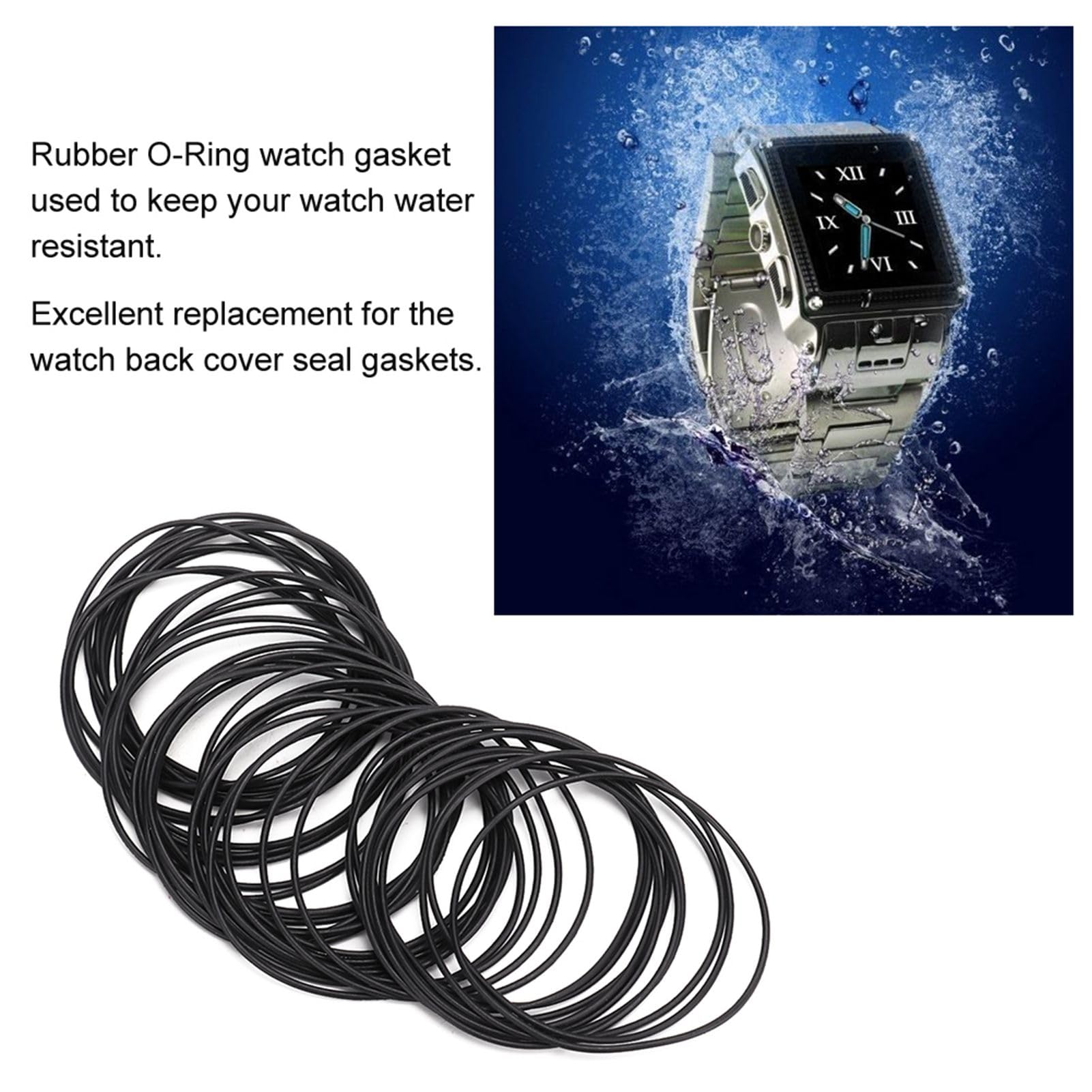 Ejoyous Guarnizione di Tenuta per Orologi O Ring, Materiale in Gomma, O-ring da 500 Pezzi per la Riparazione di Orologi con Resistenza all'acqua e Uso Versatile