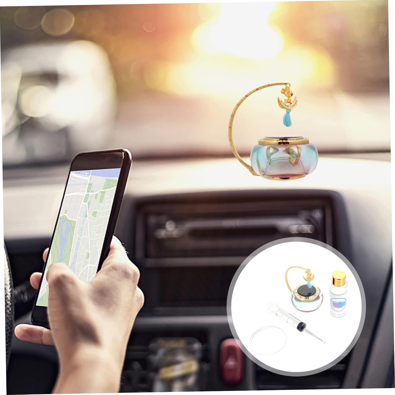Solar Car Air Freshener Diffuser Rotating Goldfish Base Vehicle Interior Perfume Ornament Aromatherapy Decor for Auto Accessories