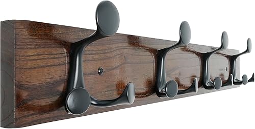 Miniatura 60 de SKOLOO Perchero de madera blanca de 17 pulgadas con 3 ganchos triples, ideal para entradas familiares, aulas y almacenamiento de suministros para