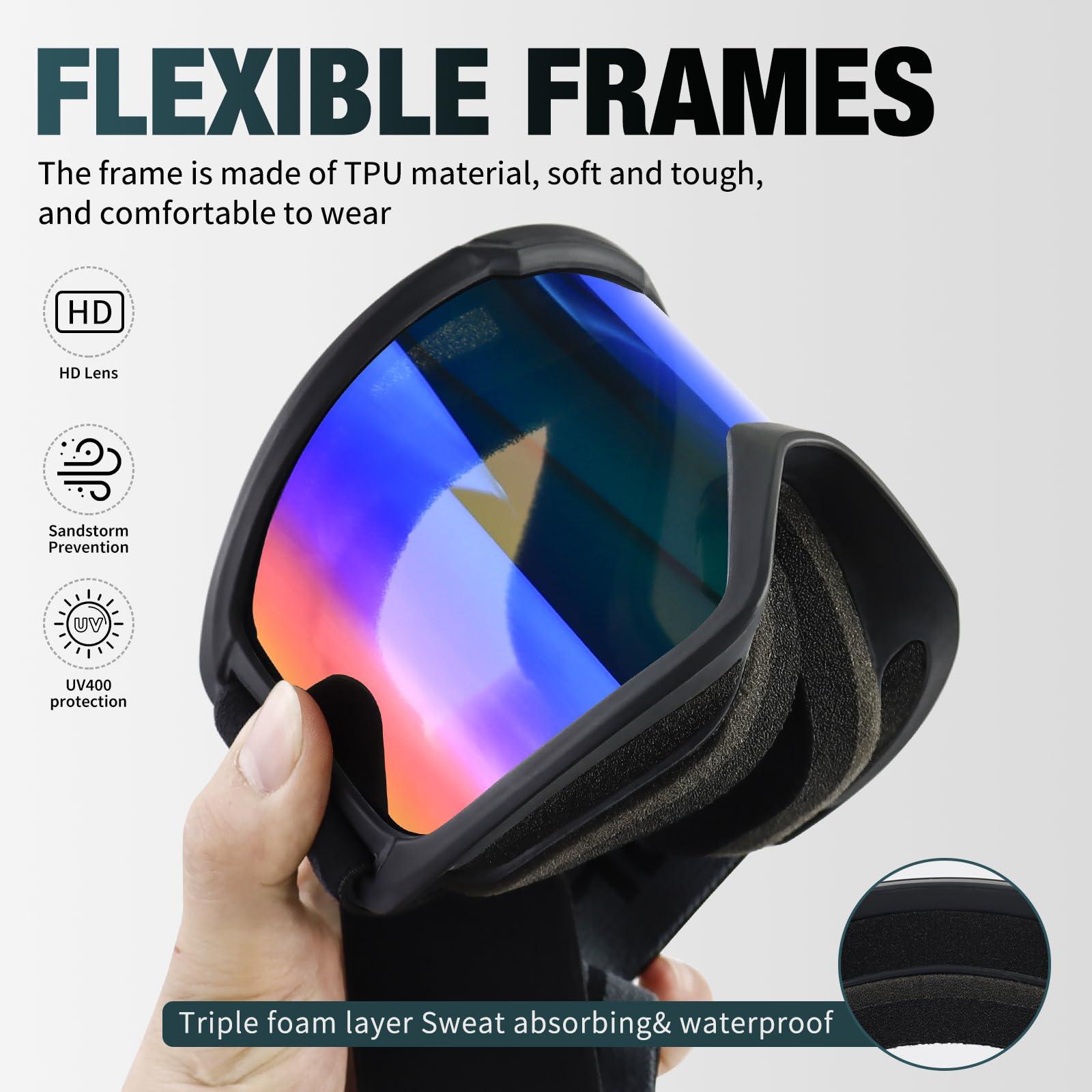 Lunettes de moto tout-terrain pour homme et femme - Protection UV400 MX OTG - Lunettes de course tout-terrain