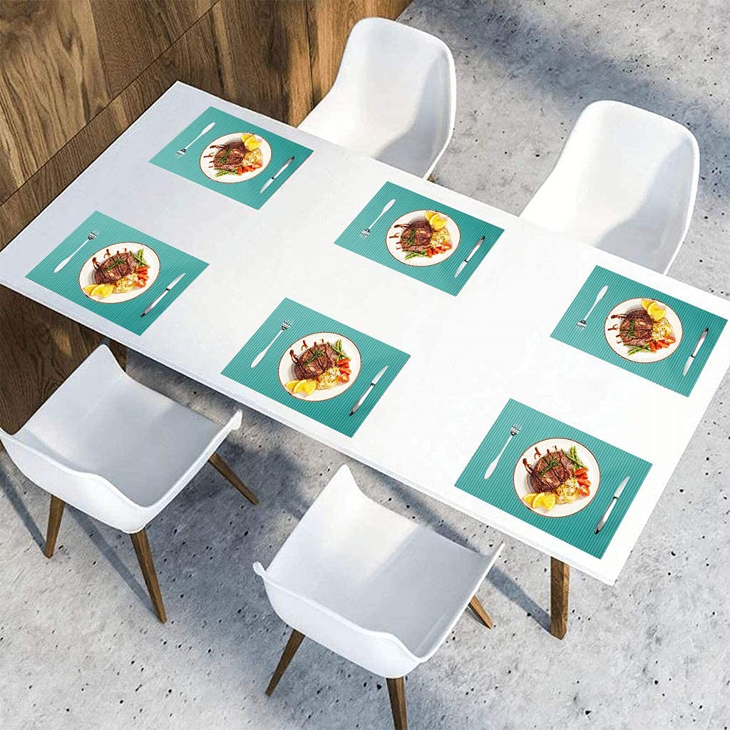 Juego de 8 manteles individuales antideslizantes, rectangulares, de goma, con ranuras a rayas, lavables, para mesa de comedor, para cocina, decoración de bodas, manteles individuales resistentes al ca