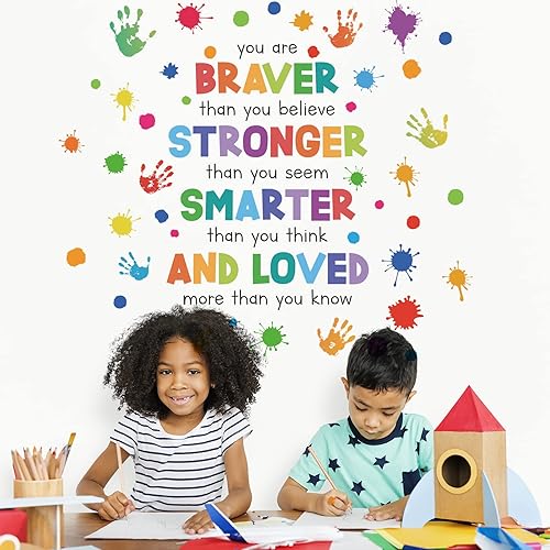 Miniatura 6 de Calcomanías de pared inspiradoras coloridas para dormitorio de niños, frase motivacional para niños, calcomanías de arte de pared para aula,