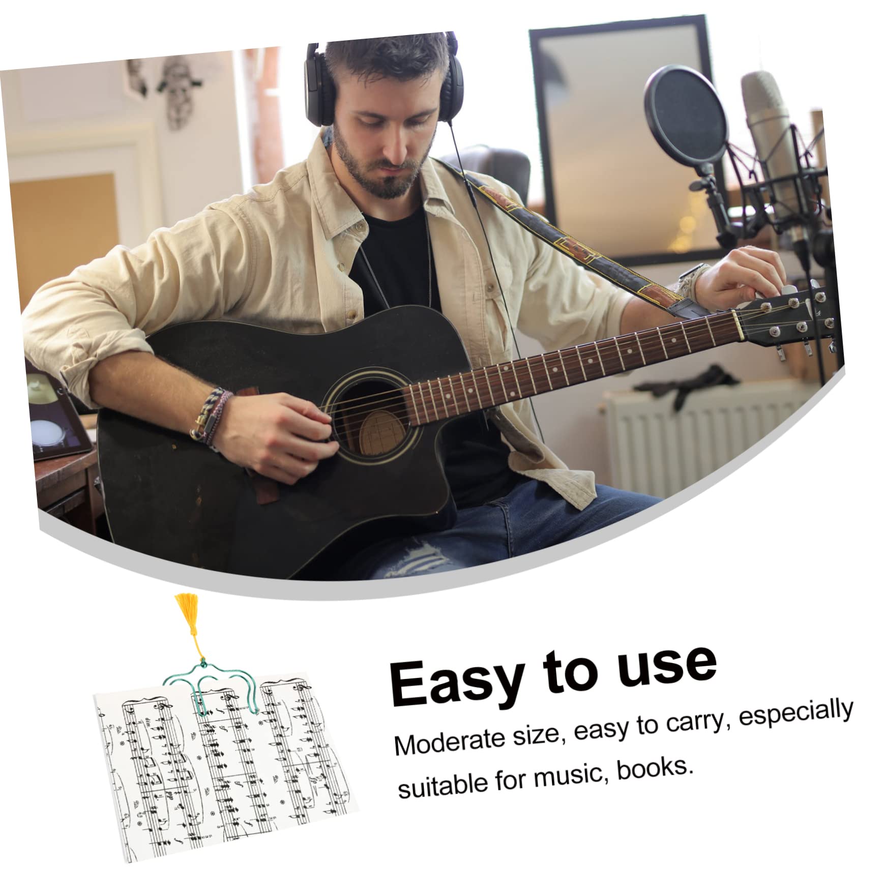 Levemolo 2pcs Music Book Holder Page Clips for Sheet Music Notebooks and Recipe Books Durable Iron Page Holders for Musicians and Readers