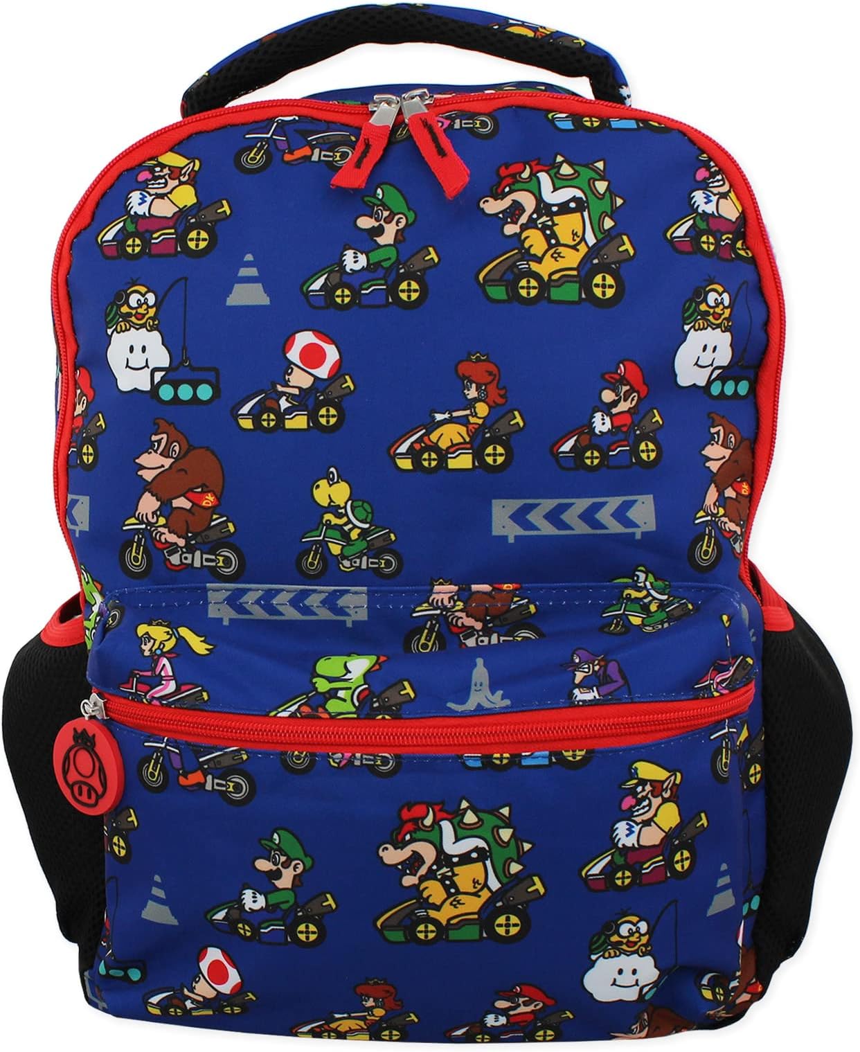 Mario Kart Boys Girls Teen 16 Inch School Backpack (Blue, One Size)