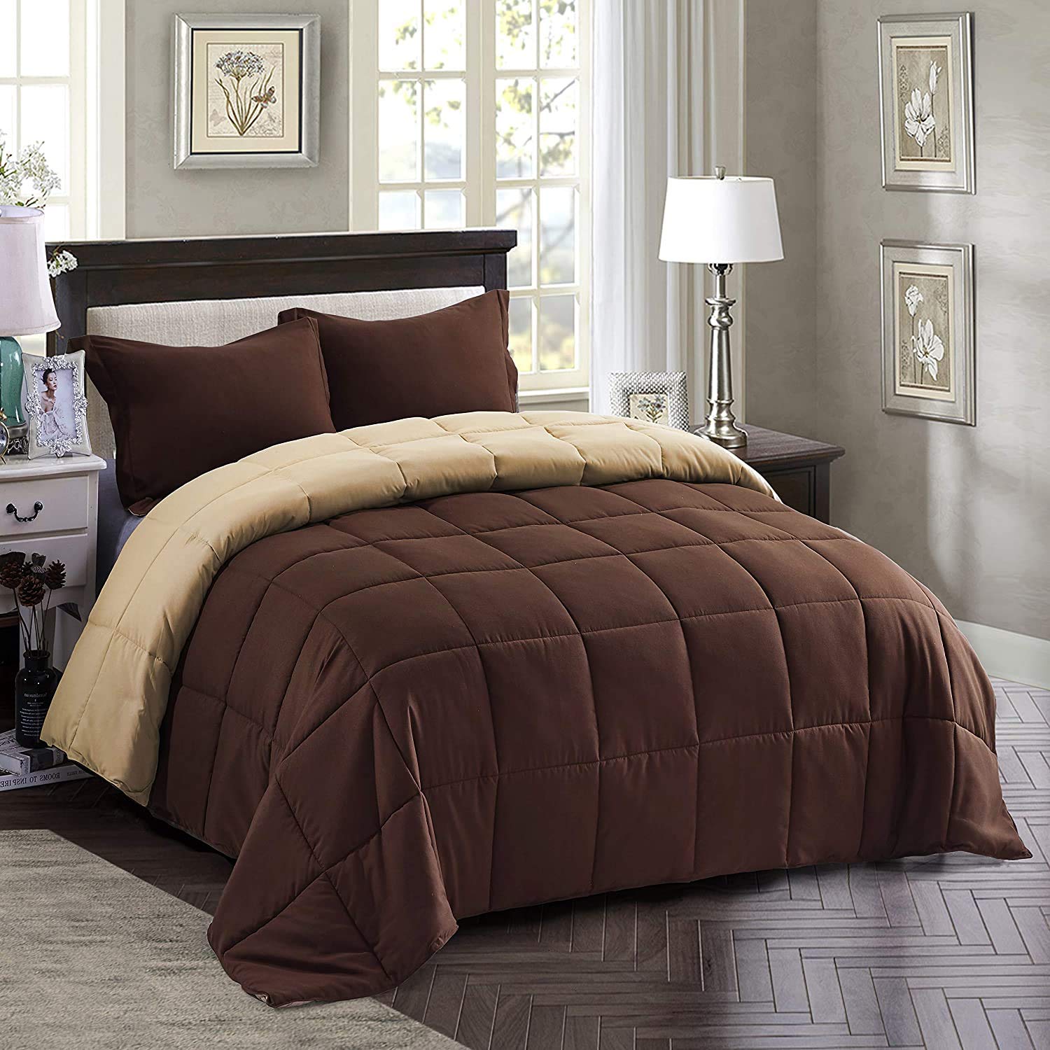 Texlux All Season Microfiber -Reversable Duvet/AC Comforter/Quilt - Brown Beige - Double Size 90 Inch x 100 Inch-picture-30
