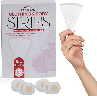 Body & Clothing Strips | 100 Double Sided Tape with 8 Disposable Nipple Covers,Skin Extra Adhesive Dress Tape for All Fabric