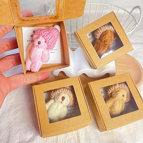 Miniatura 5 de Oso de peluche mini hecho a mano en caja, pequeño oso en una caja, mis pequeños osos de la preocupación, mini osos de bolsillo de peluche con