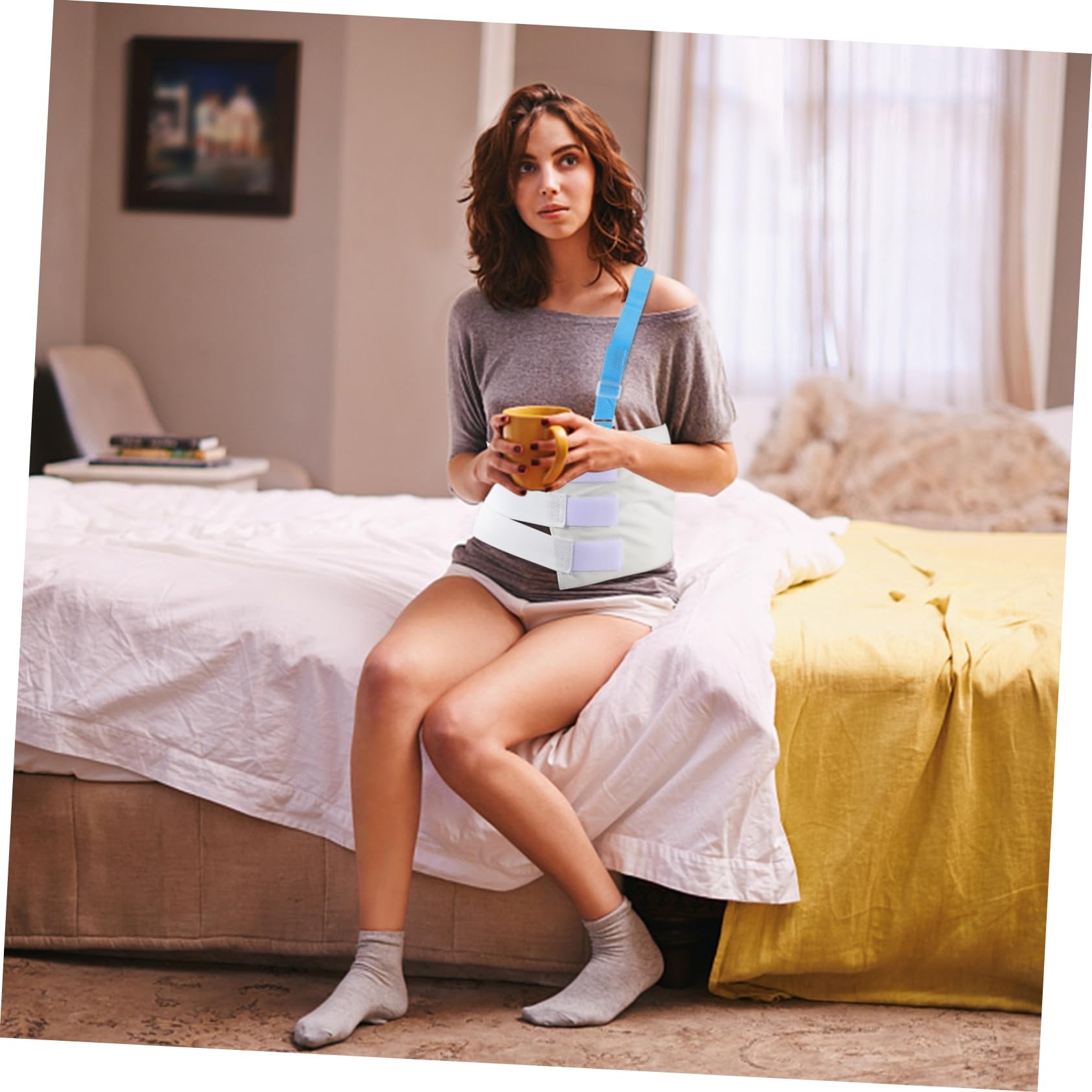 minkissy Rib Support Belt Thoracic Spine Fixation Chest Wrap Adjustable Breathable Post-operative Pain Management