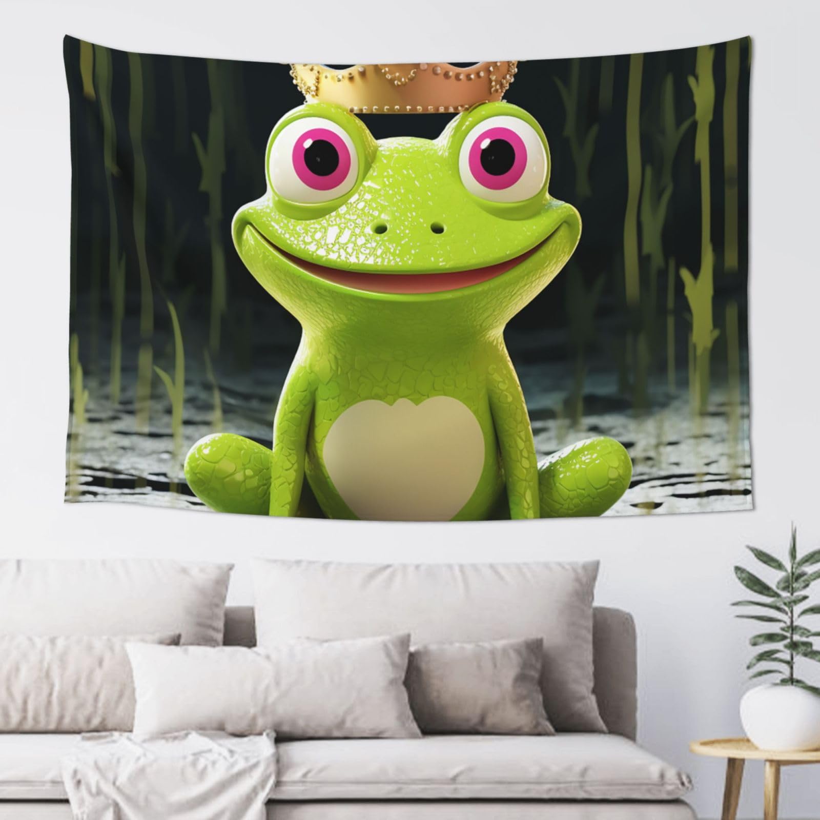 Fodpand Black Crown Frog Tapestry Dorm Decor, Party Backdrop Aesthetic Tapestries Wall Hanging Banner For Bedroom, Modern Wall Art Poster Blanket, Home Decor Wall Tapestry 60"X40"