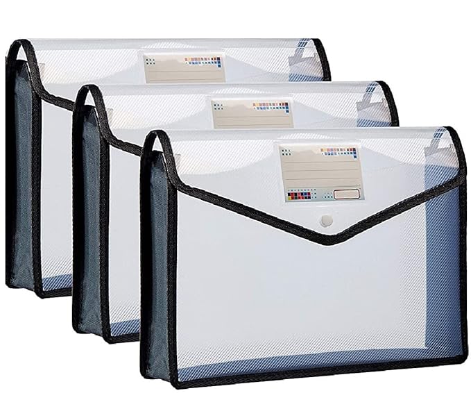 FEDUS Pack 3,Document Holder Envelope Folder,File Storage Bag with Snap