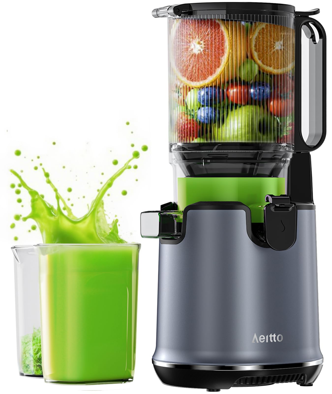 Aeitto Juicer Machines 5 3 Extra Wide Mouth Cold Press Juicer Easy to Clean Fit Whole Vegetables Fruits