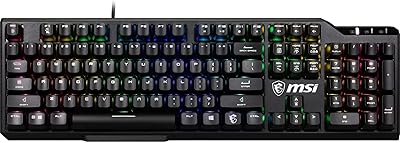 MSI VIGOR GK41 LR FR Clavier Gaming Mécanique - AZERTY, Switches Kailh Red (Linéaires), Touches Ergonomiques, Base Antidérapante, 6 LED de Couleur Fixe/10 Zones d'Éclairage, USB 2.0 - Pleine Taille