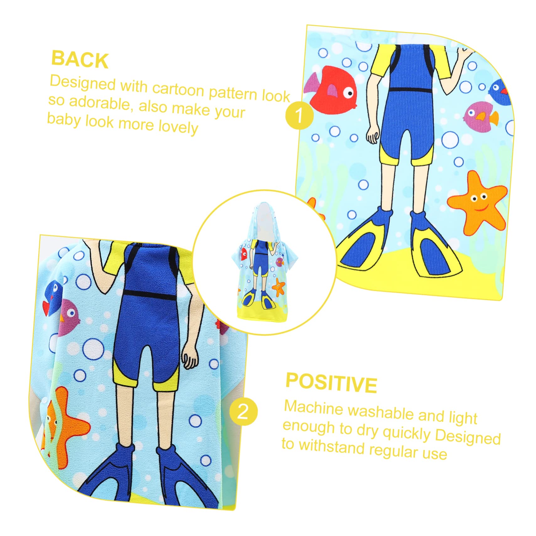 Abaodam 4pièces Serviette De Bain Garçon Fille à Capuche Microfibre avec Imprimé Ludique Peignoir De Bain Poncho De Plage pour Et Garçon Fille