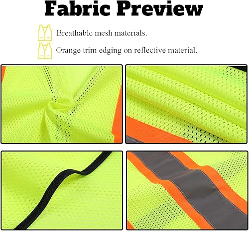 Miniatura 2 de Chaleco de seguridad reflectante de malla con logotipo personalizado Clase 2 con 5 bolsillos y cremallera