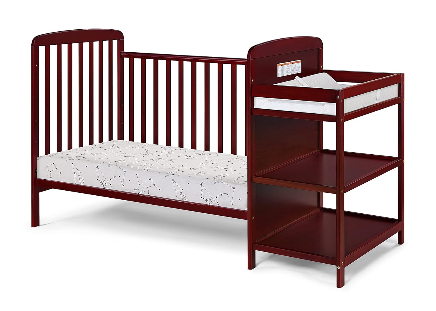 Suite Bebe Ramsey 3 in 1 Convertible Baby Crib and Changer in a Cherry Finish