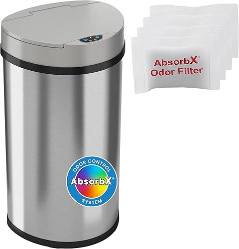 iTouchless 13 galones Bote de basura de apertura extra ancha semi redonda, sin necesidad de tocar.