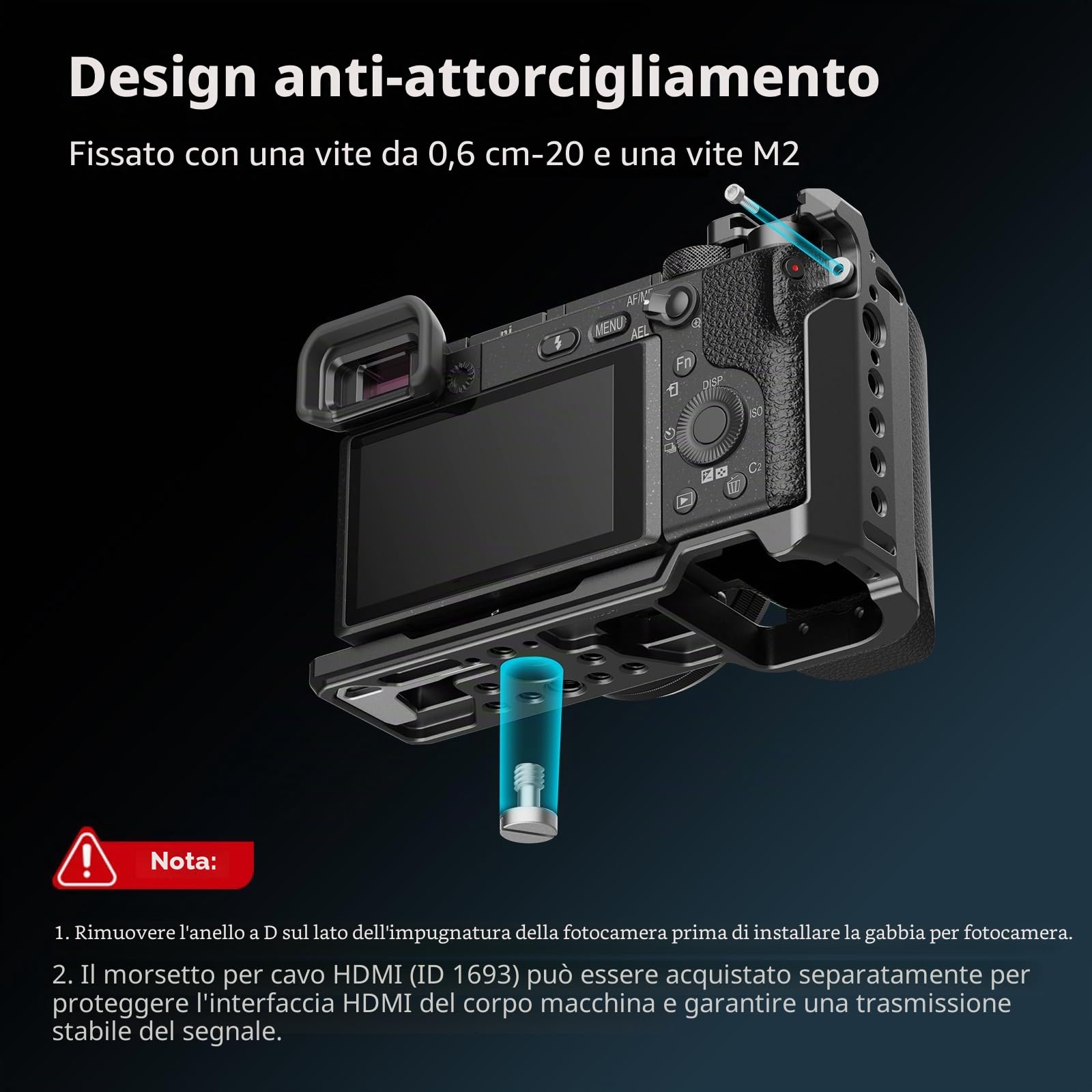 SMALLRIG Cage con Impugnatura in Silicone per Sony A6100 / A6300 / A6400-3164B