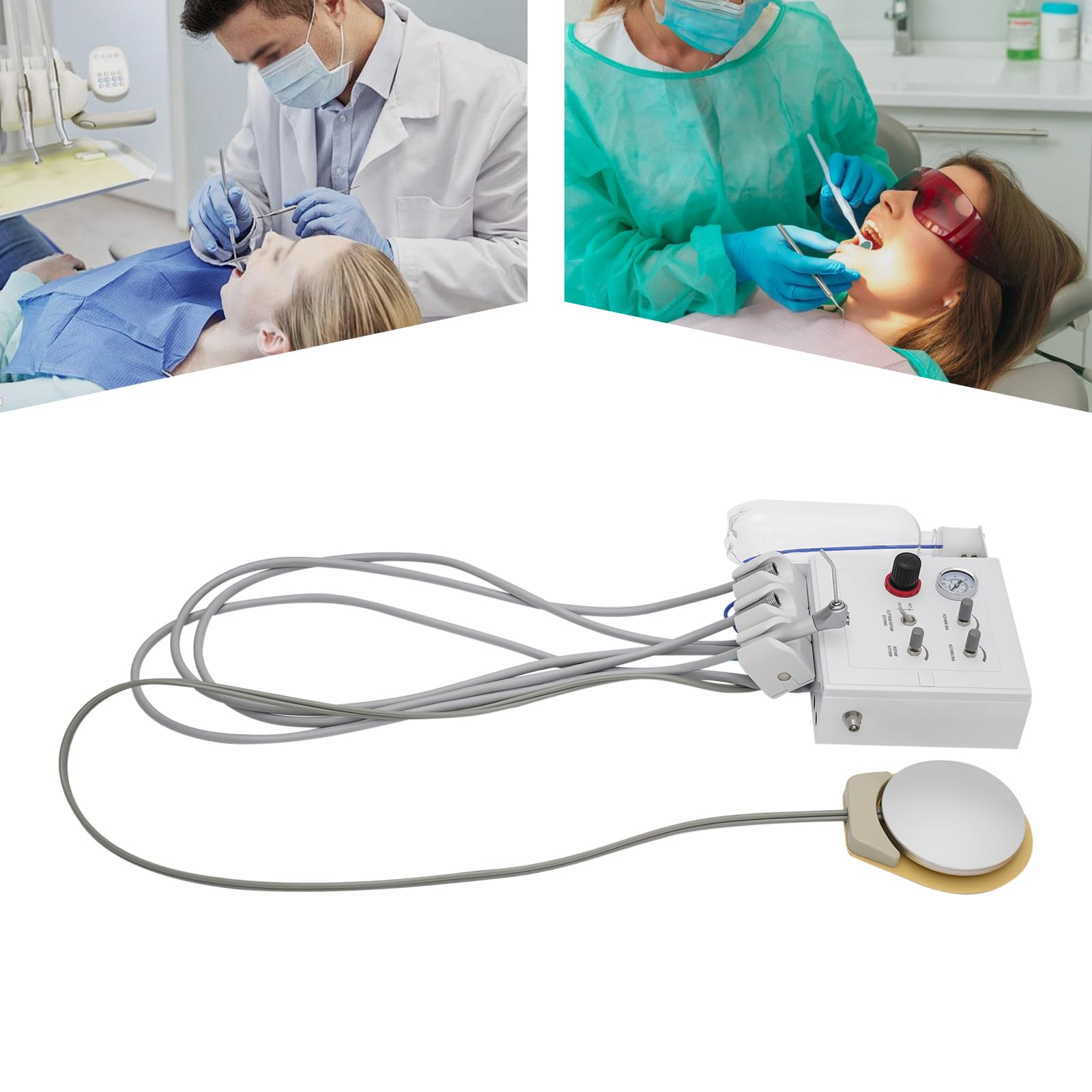 Turbina dentata a 4 fori, rimozione tartaro con ugello di prescissione e tubo flessibile, serbatoio dell'acqua da 600 ml e siringa tripla per studi dentistici professionali, cliniche