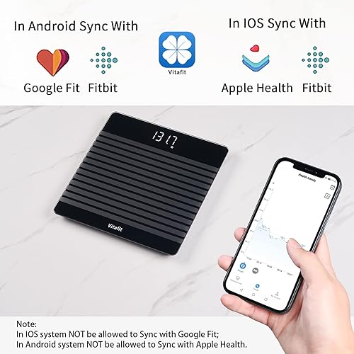 Vista 18 de Vitafit Báscula digital de peso para baño para peso corporal, alta precisión garantizada por profesionales de pesaje desde 2001, LCD retroiluminado