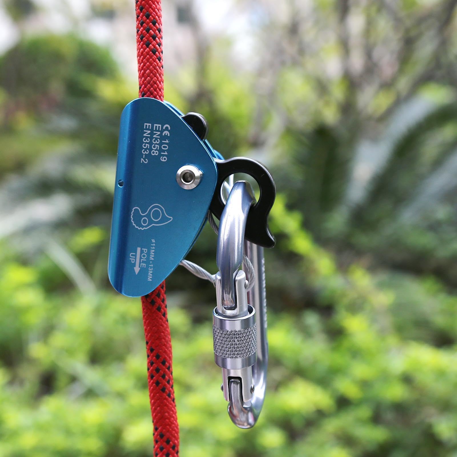 Dispositivo de Agarre de Cuerda Ultraligero 11-13mm para Rappel, Seguridad Autoblocante