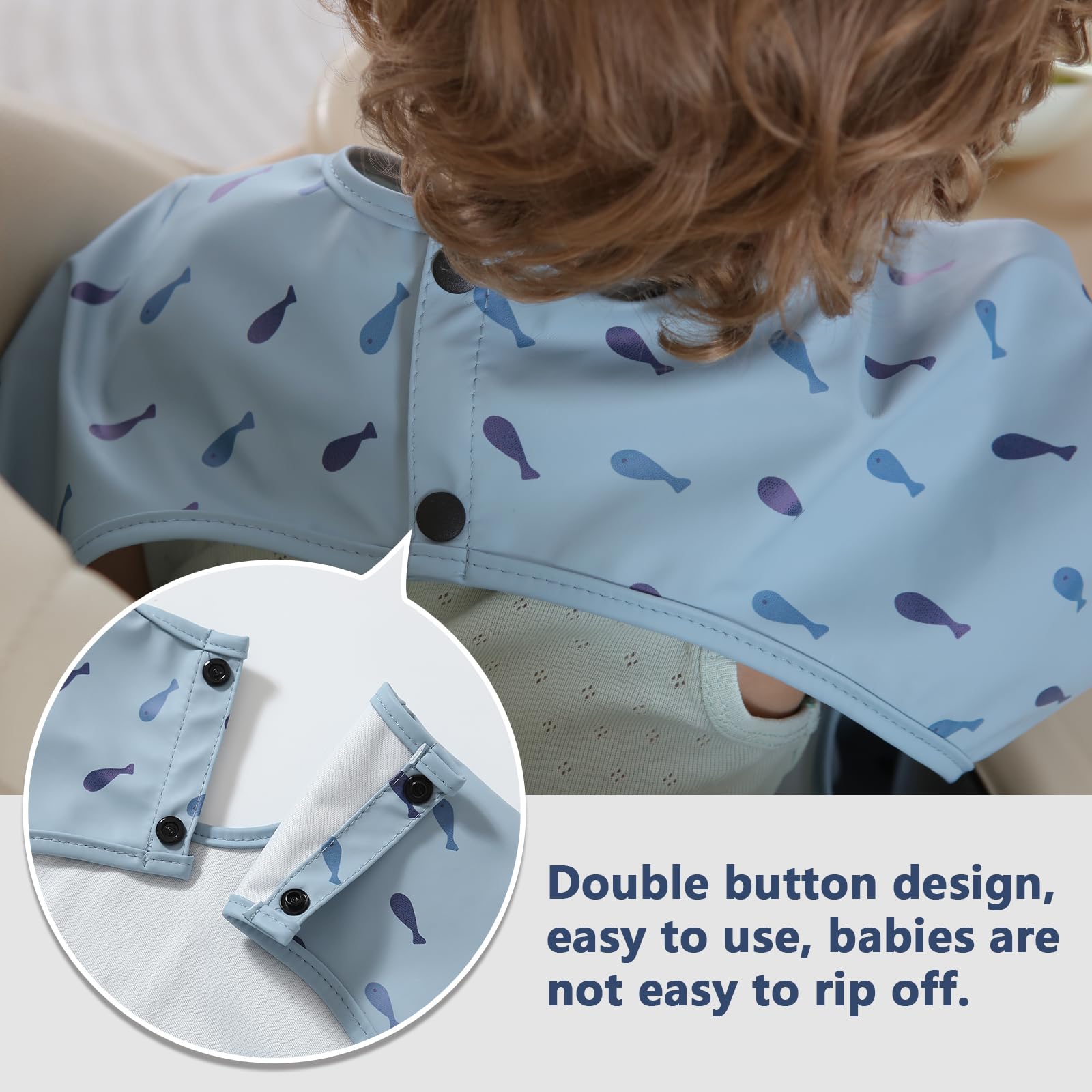 Yiupea Bavaglino Anti-Mess a Manica Lunga - Lavabile in Lavatrice, Impermeabile e da 6 a 24 Mesi per lo Svezzamento del Bambino a LED, Bavaglini Combinati per L'alimentazione del Bambino
