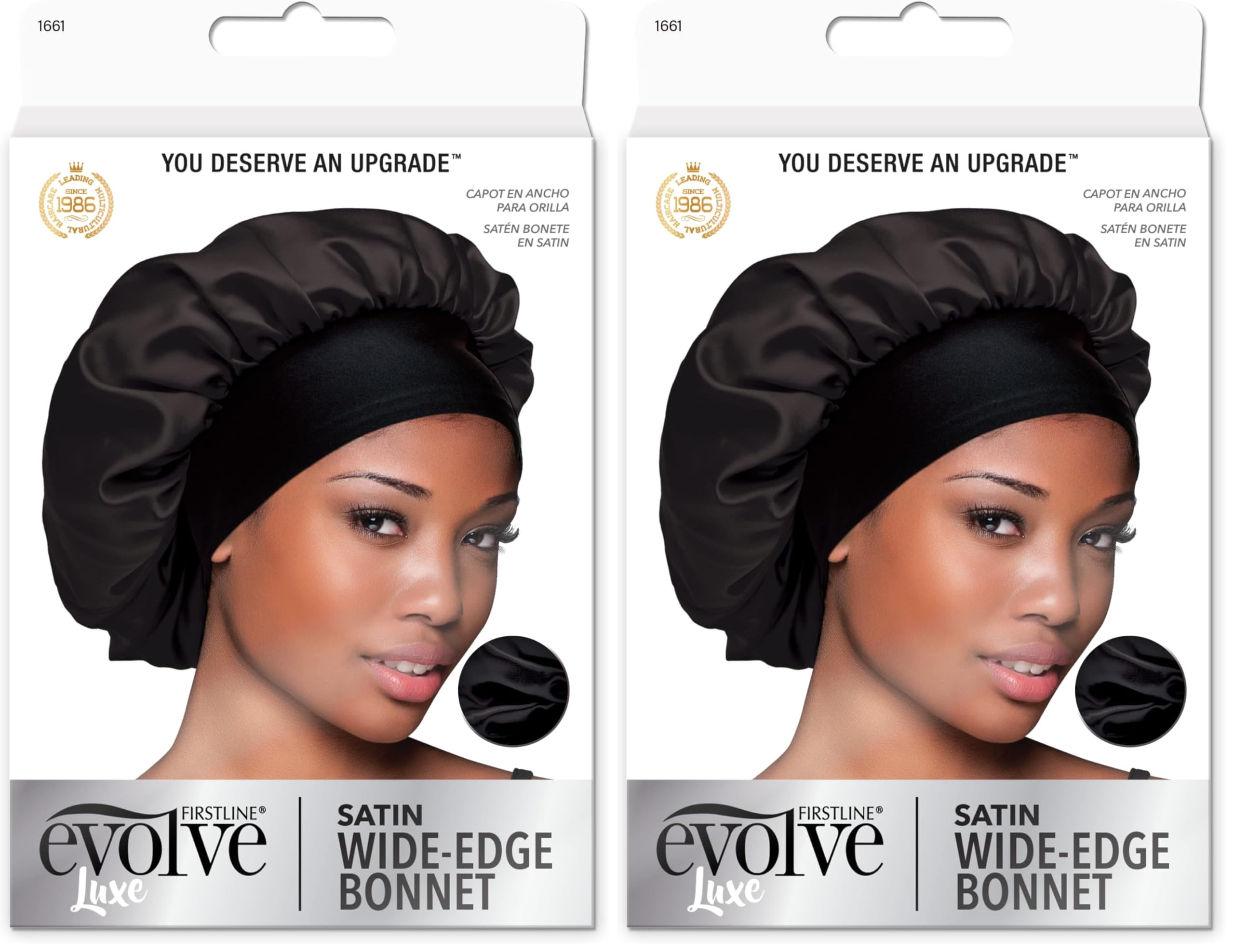 Satin Wide Edge Bonnet Black (Pack of 2)