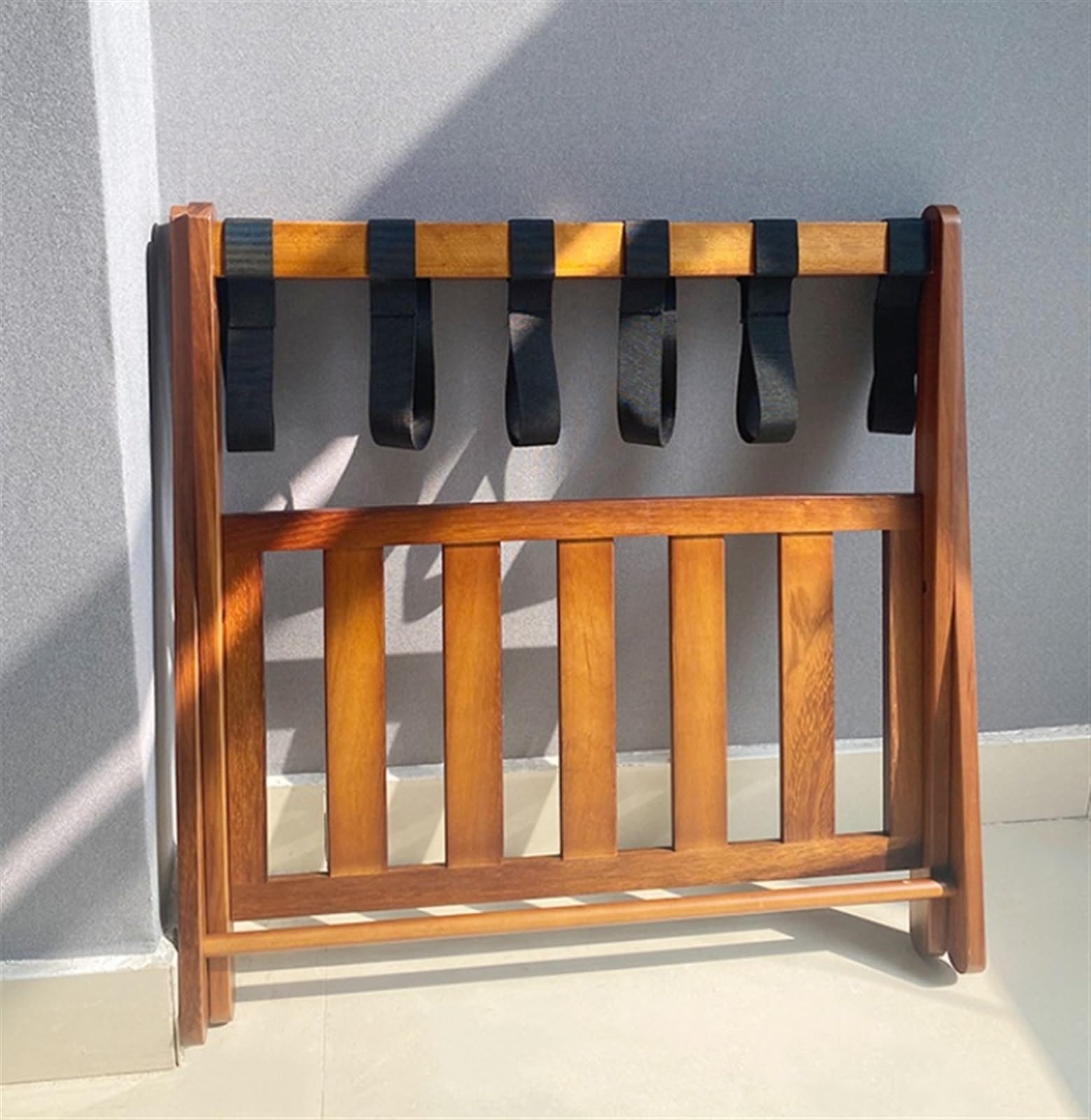 Porte-valise Pliable Relaxdays - Bois Naturel - Support à Bagages 2 Pièces - 48x66x54 Cm