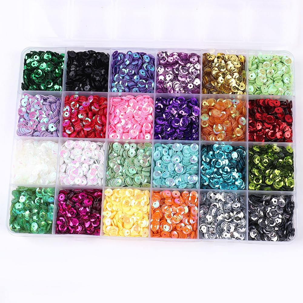 Amazon.co.jp: YAARUJEE スパンコール パーツ DIY 亀甲 5mm 24色 穴