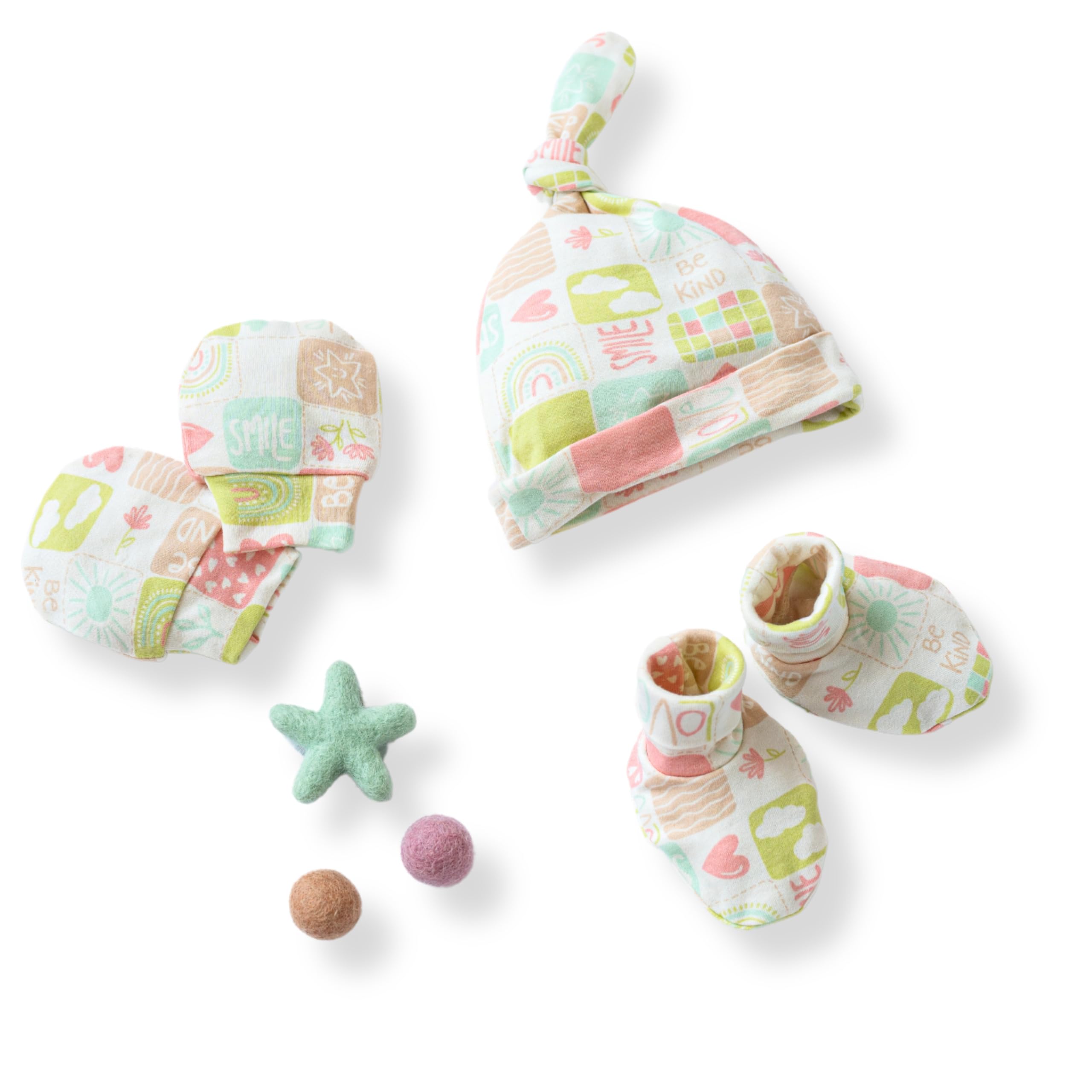 Premium Bamboo Muslin Baby Set - Ultra-Soft Newborn Essentials Including Cap, Mittens, and Socks for Ultimate Comfort and Breathability