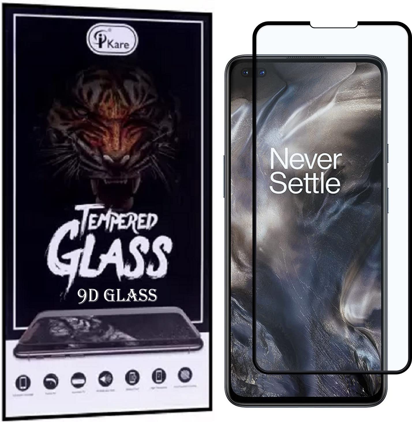 iKare 9D Tempered Glass Screen Protector For Oneplus Nord (Super Smooth)  Full Coverage Edge To Edge With Installation Kit (Premium 9HD Glass)