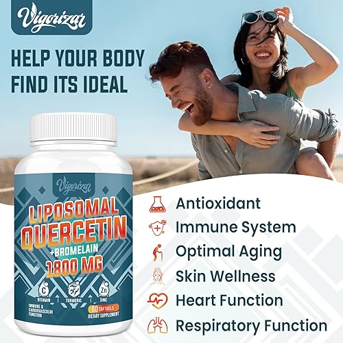 Miniatura 5 de 1600 MG Liposomal Quercetin Phytosome, 20X Higher Absorption, Quercetin with Bromelain, Zinc & Vitamin C, Quercetin Supplement for Immunity, Normal