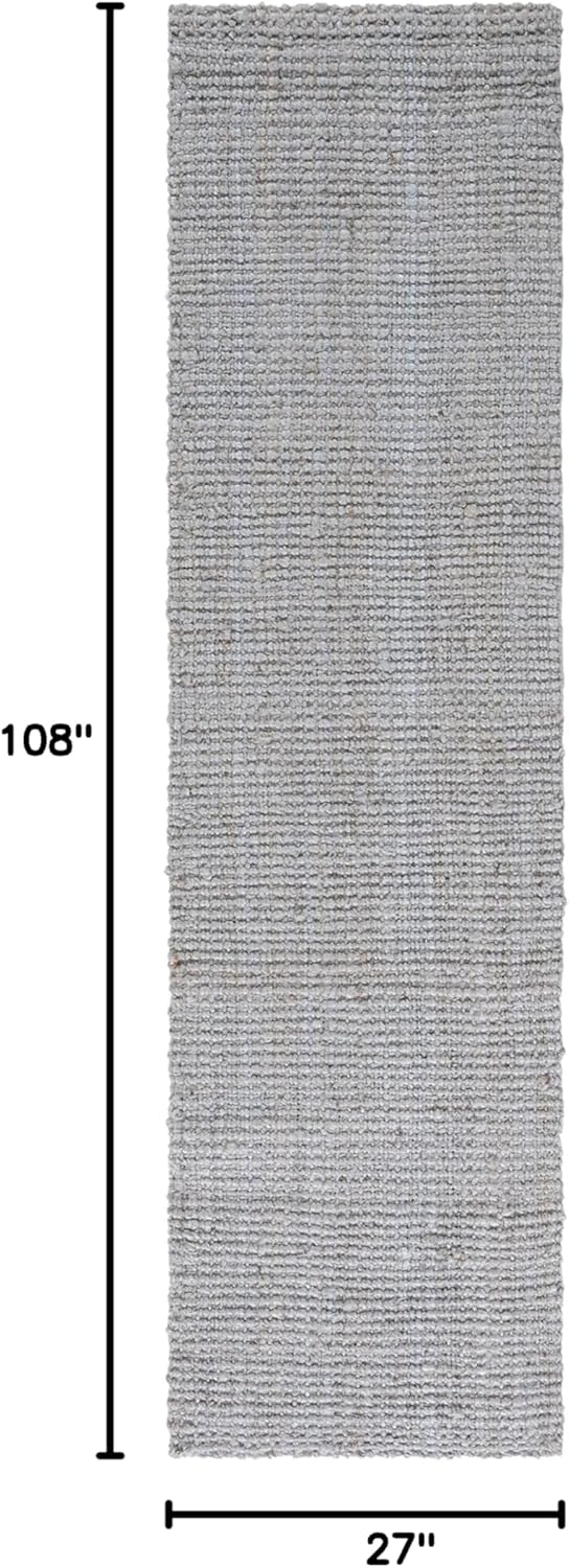 SAFAVIEH Natural Fiber Collection Runner Rug - 2'3" x 9', Light Grey, Handmade Jute & Coir, Farmhouse Style, Chunky Textured Thick Pile (NF747F)