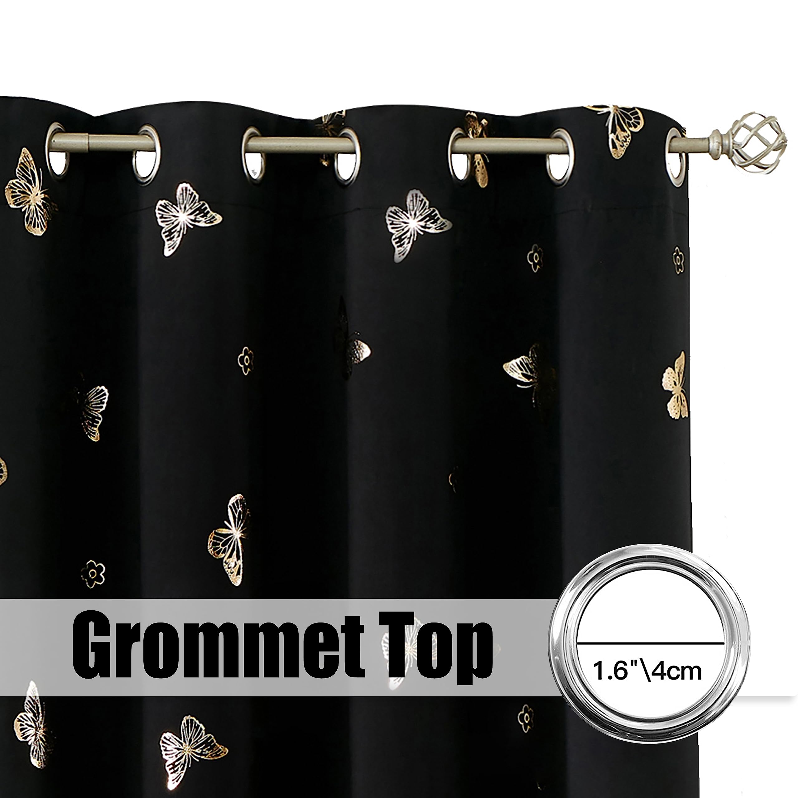 Gold Butterfly Blackout Curtains - FREE SHIPPING -5
