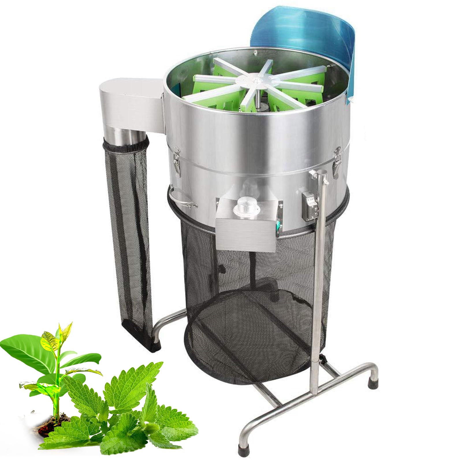 Recortadora eléctrica de hojas de acero inoxidable de 18 pulgadas con 3 cuchillas, 3 velocidades ajustables, ángulo ajustable de 180° para romero, menta, cilantro, perejil